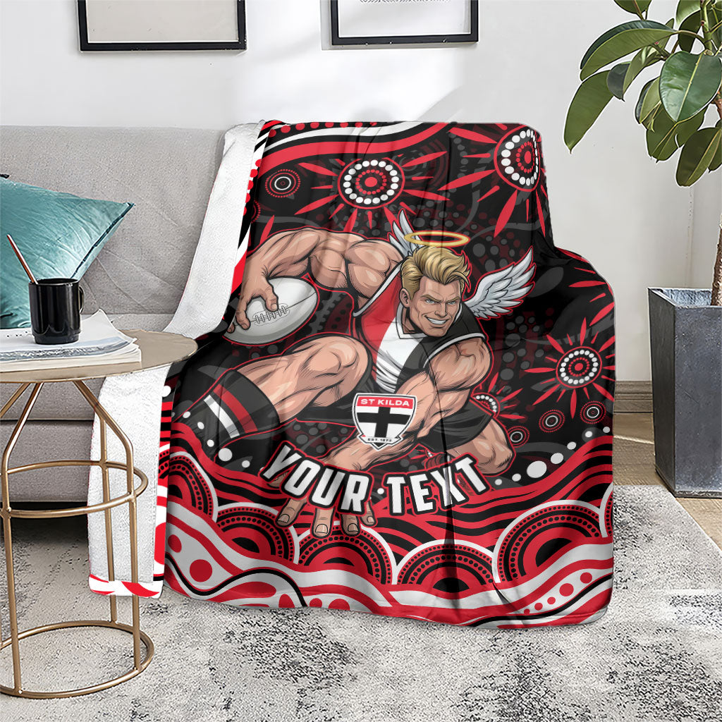 Personalized St Kilda Saints Footy Mascot Blanket Aboriginal Dot Art - Dreamtime Football Mascot