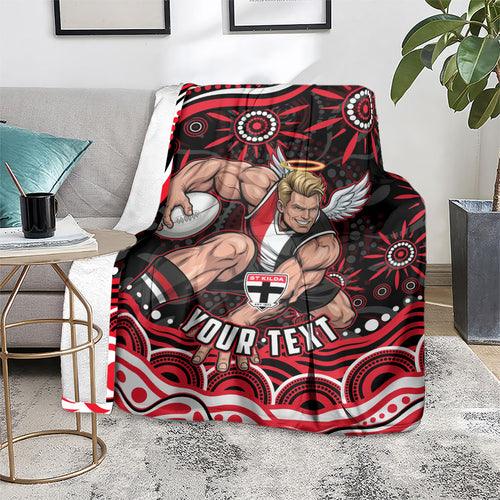 Personalized St Kilda Saints Footy Mascot Blanket Aboriginal Dot Art - Dreamtime Football Mascot