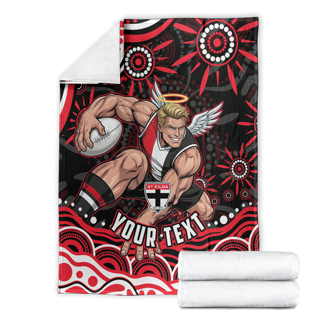 Personalized St Kilda Saints Footy Mascot Blanket Aboriginal Dot Art - Dreamtime Football Mascot