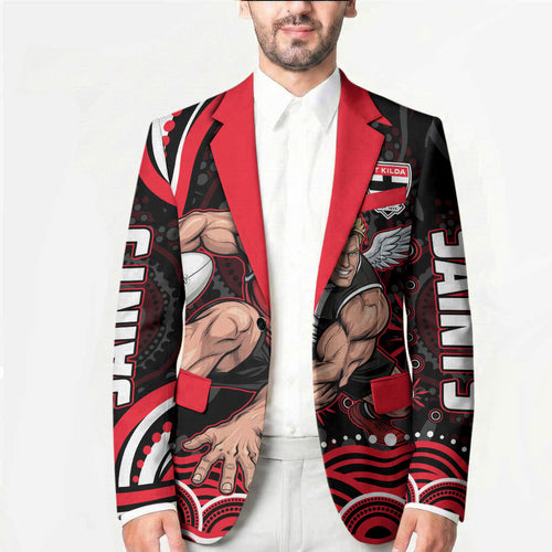 Personalized St Kilda Saints Footy Mascot Blazer Aboriginal Dot Art - Dreamtime Football Mascot