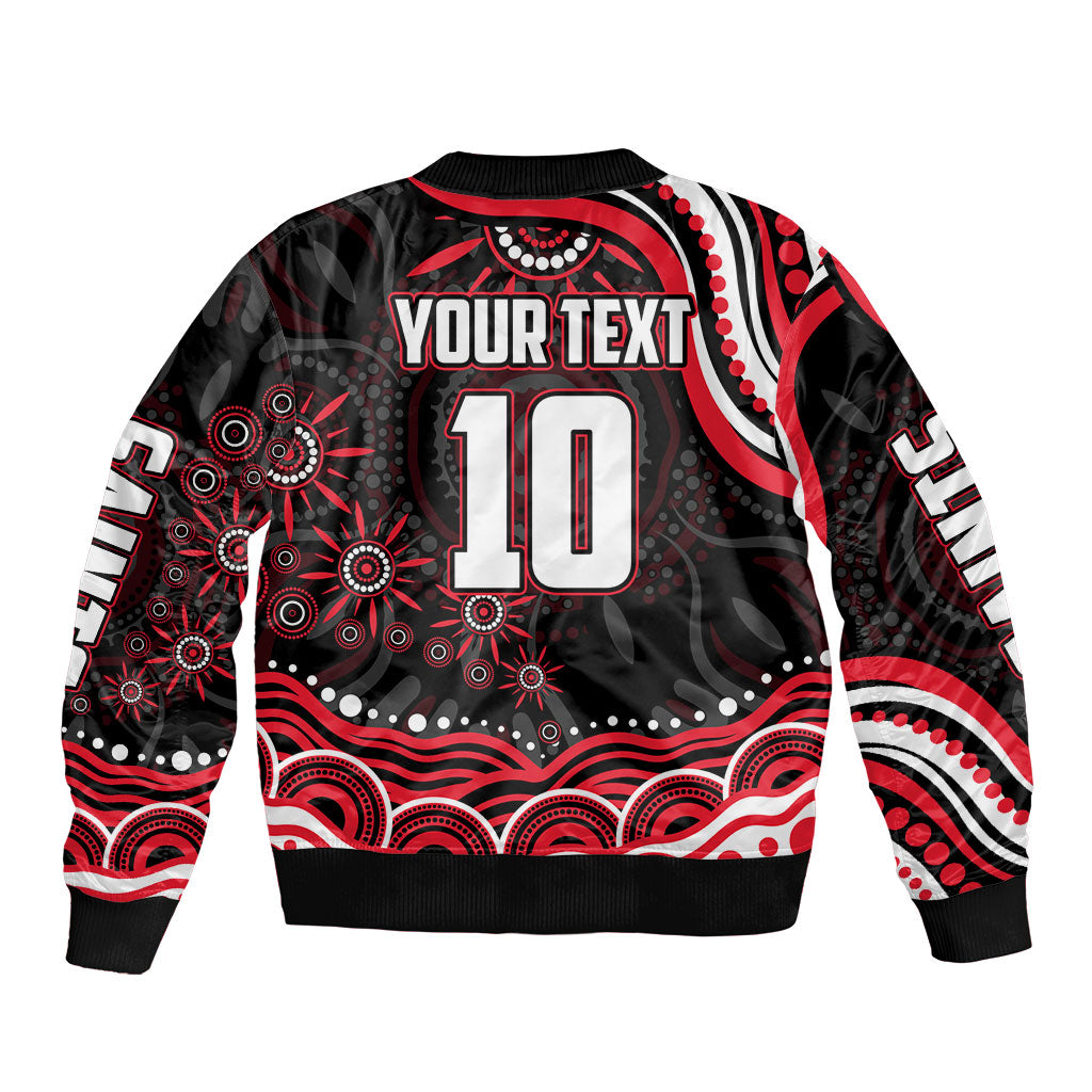 Personalized St Kilda Saints Footy Mascot Bomber Jacket Aboriginal Dot Art - Dreamtime Football Mascot