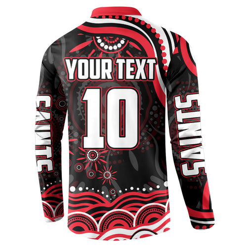 Personalized St Kilda Saints Footy Mascot Button Sweatshirt Aboriginal Dot Art - Dreamtime Football Mascot
