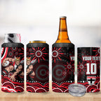 Personalized St Kilda Saints Footy Mascot 4 in 1 Can Cooler Tumbler Aboriginal Dot Art - Dreamtime Football Mascot