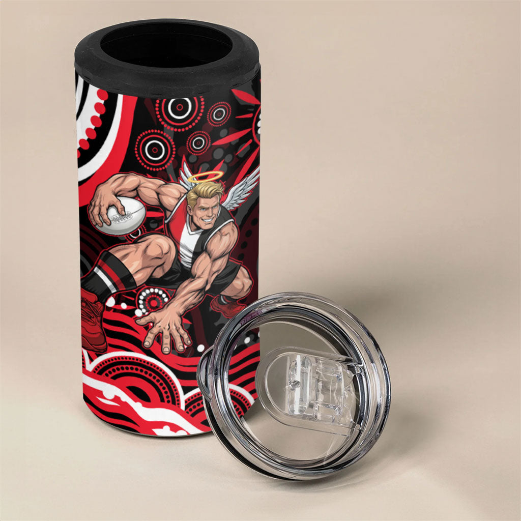 Personalized St Kilda Saints Footy Mascot 4 in 1 Can Cooler Tumbler Aboriginal Dot Art - Dreamtime Football Mascot