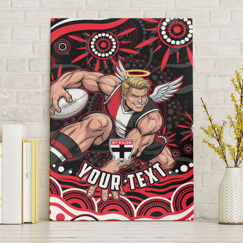 Personalized St Kilda Saints Footy Mascot Canvas Wall Art Aboriginal Dot Art - Dreamtime Football Mascot