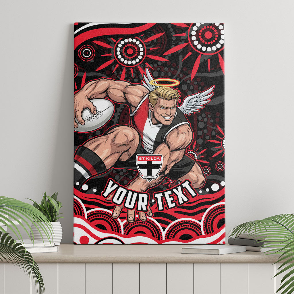 Personalized St Kilda Saints Footy Mascot Canvas Wall Art Aboriginal Dot Art - Dreamtime Football Mascot