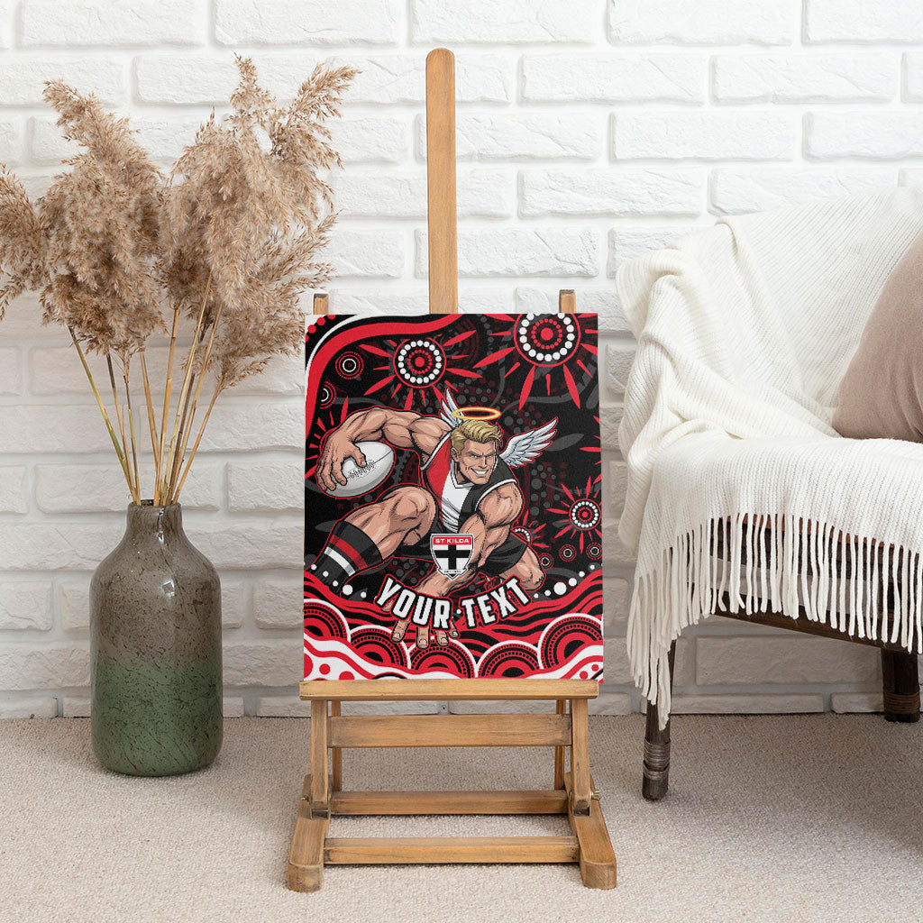 Personalized St Kilda Saints Footy Mascot Canvas Wall Art Aboriginal Dot Art - Dreamtime Football Mascot