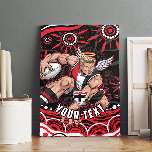 Personalized St Kilda Saints Footy Mascot Canvas Wall Art Aboriginal Dot Art - Dreamtime Football Mascot
