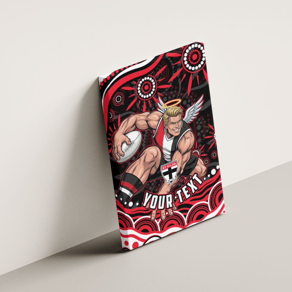 Personalized St Kilda Saints Footy Mascot Canvas Wall Art Aboriginal Dot Art - Dreamtime Football Mascot