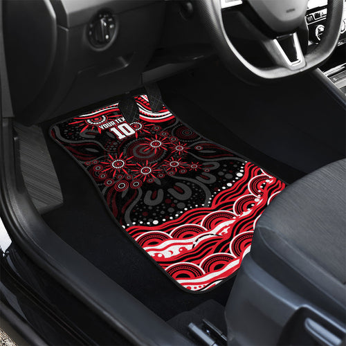 Personalized St Kilda Saints Footy Mascot Car Mats Aboriginal Dot Art - Dreamtime Football Mascot