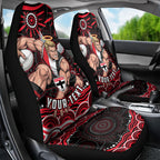 Personalized St Kilda Saints Footy Mascot Car Seat Cover Aboriginal Dot Art - Dreamtime Football Mascot