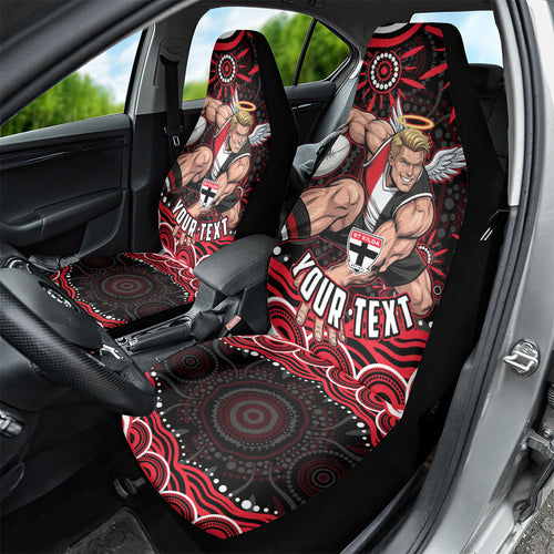 Personalized St Kilda Saints Footy Mascot Car Seat Cover Aboriginal Dot Art - Dreamtime Football Mascot
