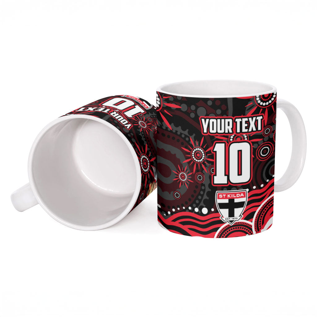 Personalized St Kilda Saints Footy Mascot Ceramic Mug Aboriginal Dot Art - Dreamtime Football Mascot