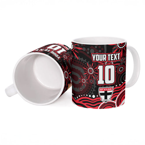 Personalized St Kilda Saints Footy Mascot Ceramic Mug Aboriginal Dot Art - Dreamtime Football Mascot