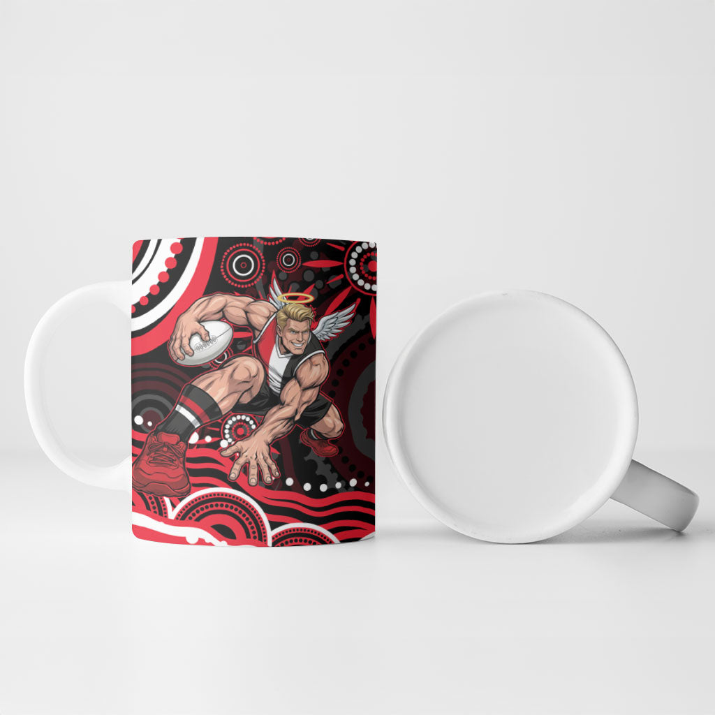 Personalized St Kilda Saints Footy Mascot Ceramic Mug Aboriginal Dot Art - Dreamtime Football Mascot