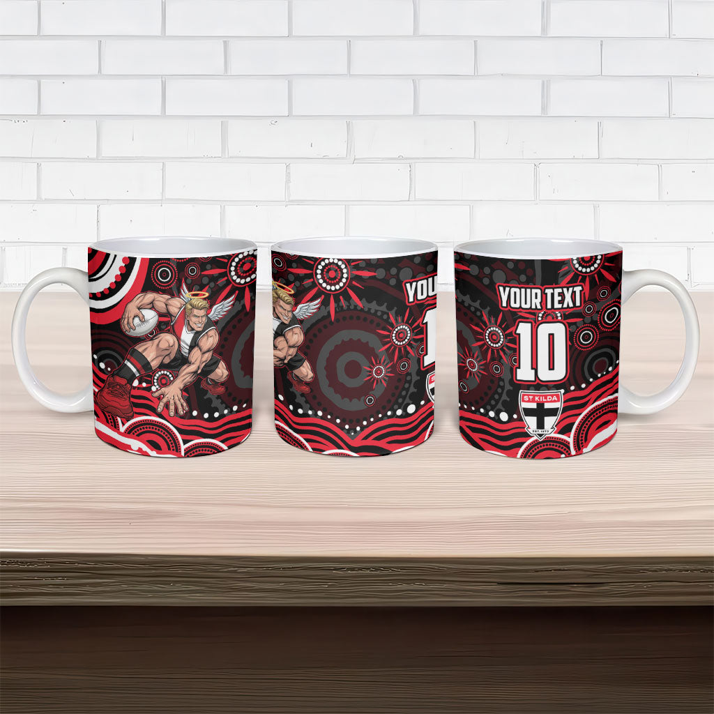Personalized St Kilda Saints Footy Mascot Ceramic Mug Aboriginal Dot Art - Dreamtime Football Mascot