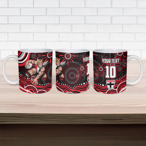 Personalized St Kilda Saints Footy Mascot Ceramic Mug Aboriginal Dot Art - Dreamtime Football Mascot