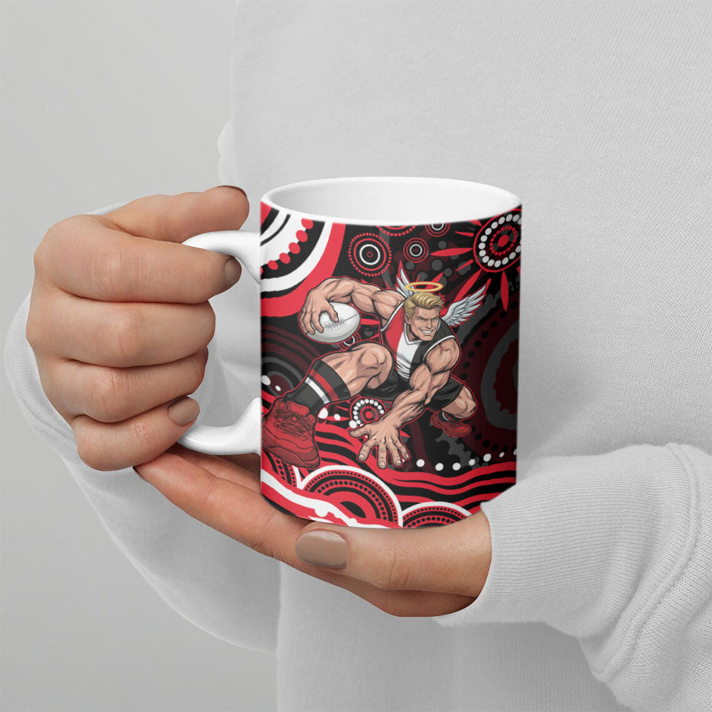 Personalized St Kilda Saints Footy Mascot Ceramic Mug Aboriginal Dot Art - Dreamtime Football Mascot