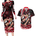 Personalized St Kilda Saints Footy Mascot Couples Matching Long Sleeve Bodycon Dress and Hawaiian Shirt Aboriginal Dot Art - Dreamtime Football Mascot