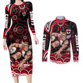 Personalized St Kilda Saints Footy Mascot Couples Matching Long Sleeve Bodycon Dress and Long Sleeve Button Shirt Aboriginal Dot Art - Dreamtime Football Mascot