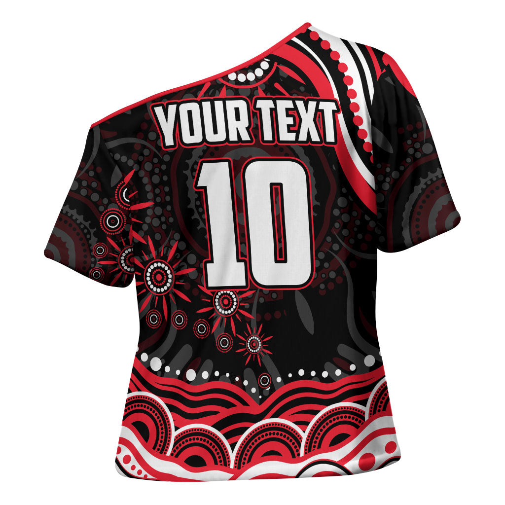 Personalized St Kilda Saints Footy Mascot Cross Shoulder Shirt Aboriginal Dot Art - Dreamtime Football Mascot