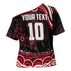 Personalized St Kilda Saints Footy Mascot Cross Shoulder Shirt Aboriginal Dot Art - Dreamtime Football Mascot