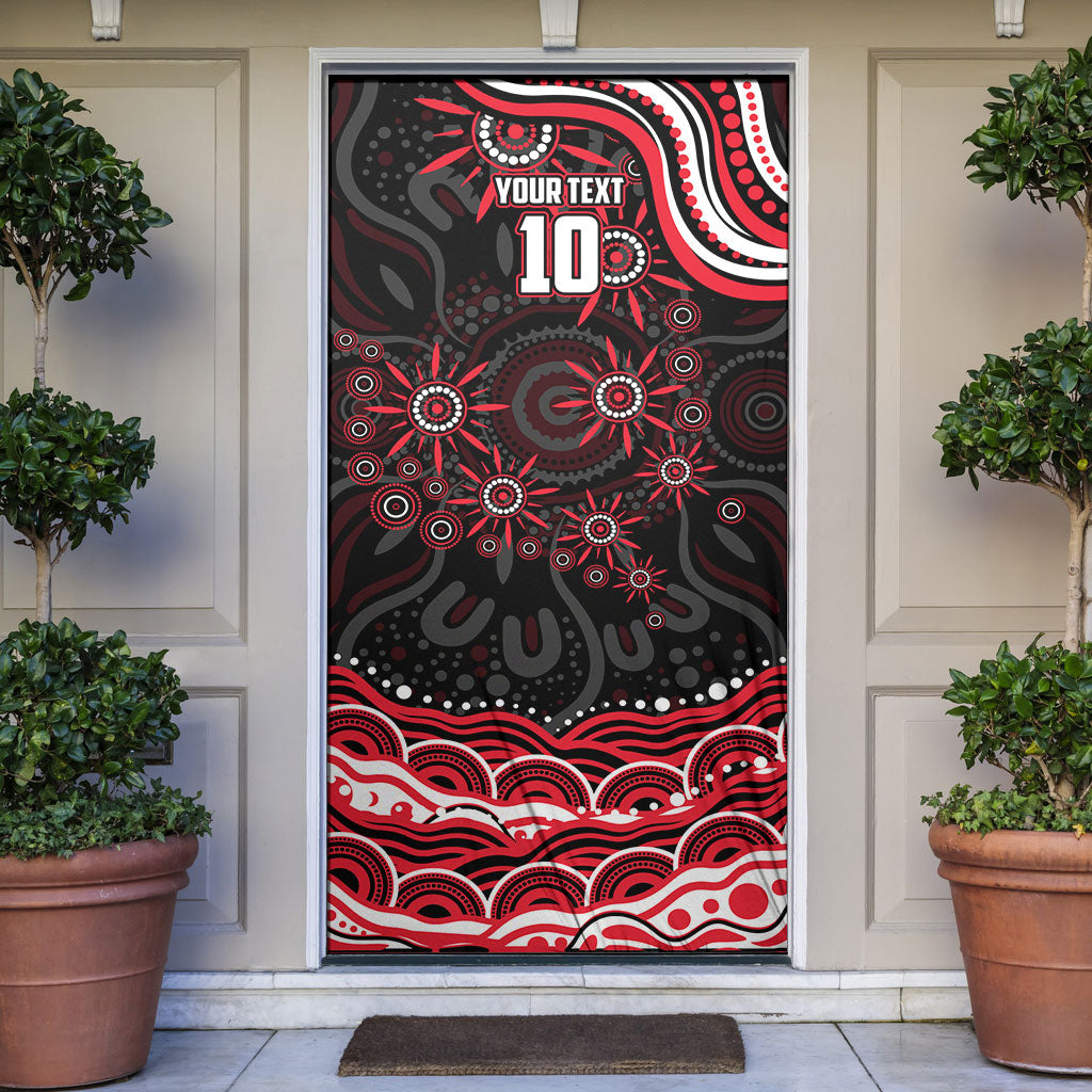 Personalized St Kilda Saints Footy Mascot Door Cover Aboriginal Dot Art - Dreamtime Football Mascot