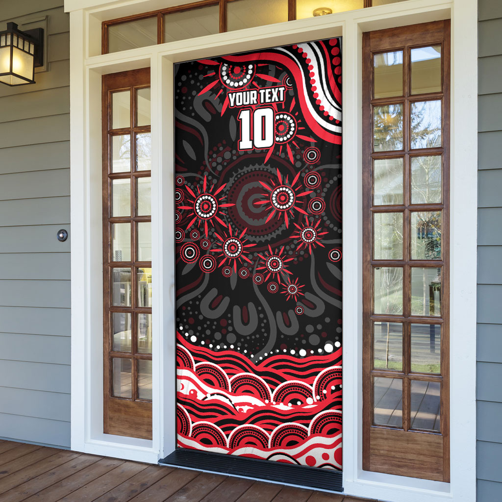 Personalized St Kilda Saints Footy Mascot Door Cover Aboriginal Dot Art - Dreamtime Football Mascot