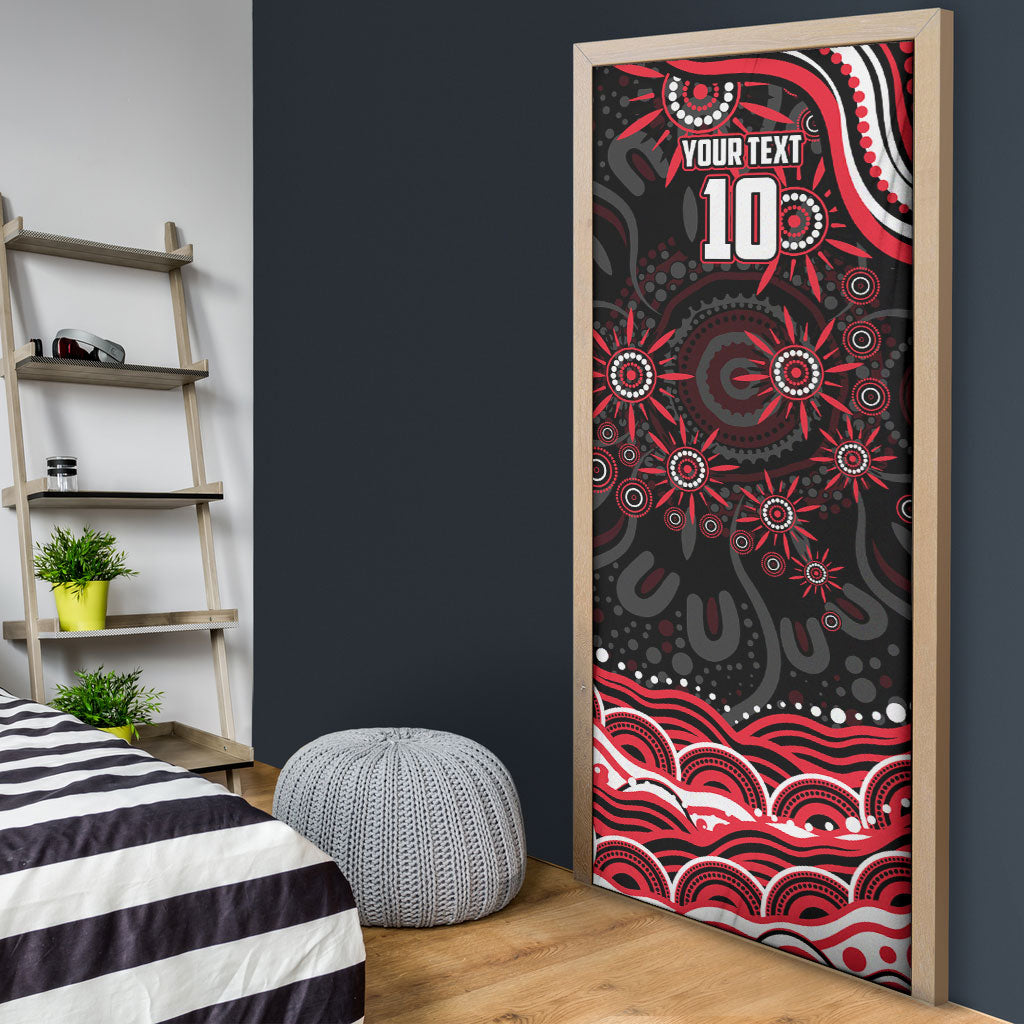 Personalized St Kilda Saints Footy Mascot Door Cover Aboriginal Dot Art - Dreamtime Football Mascot