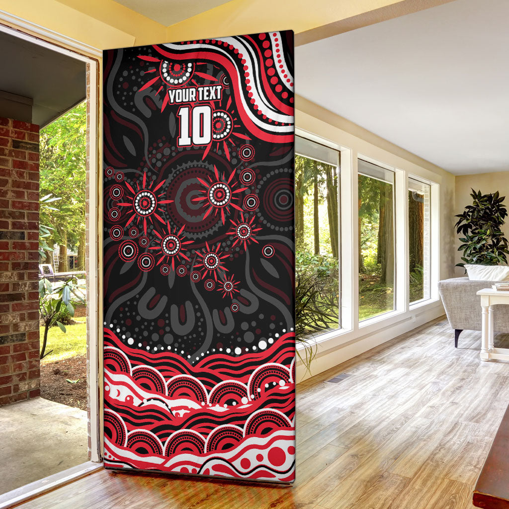 Personalized St Kilda Saints Footy Mascot Door Cover Aboriginal Dot Art - Dreamtime Football Mascot