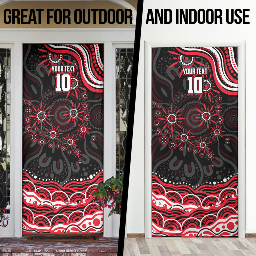 Personalized St Kilda Saints Footy Mascot Door Cover Aboriginal Dot Art - Dreamtime Football Mascot