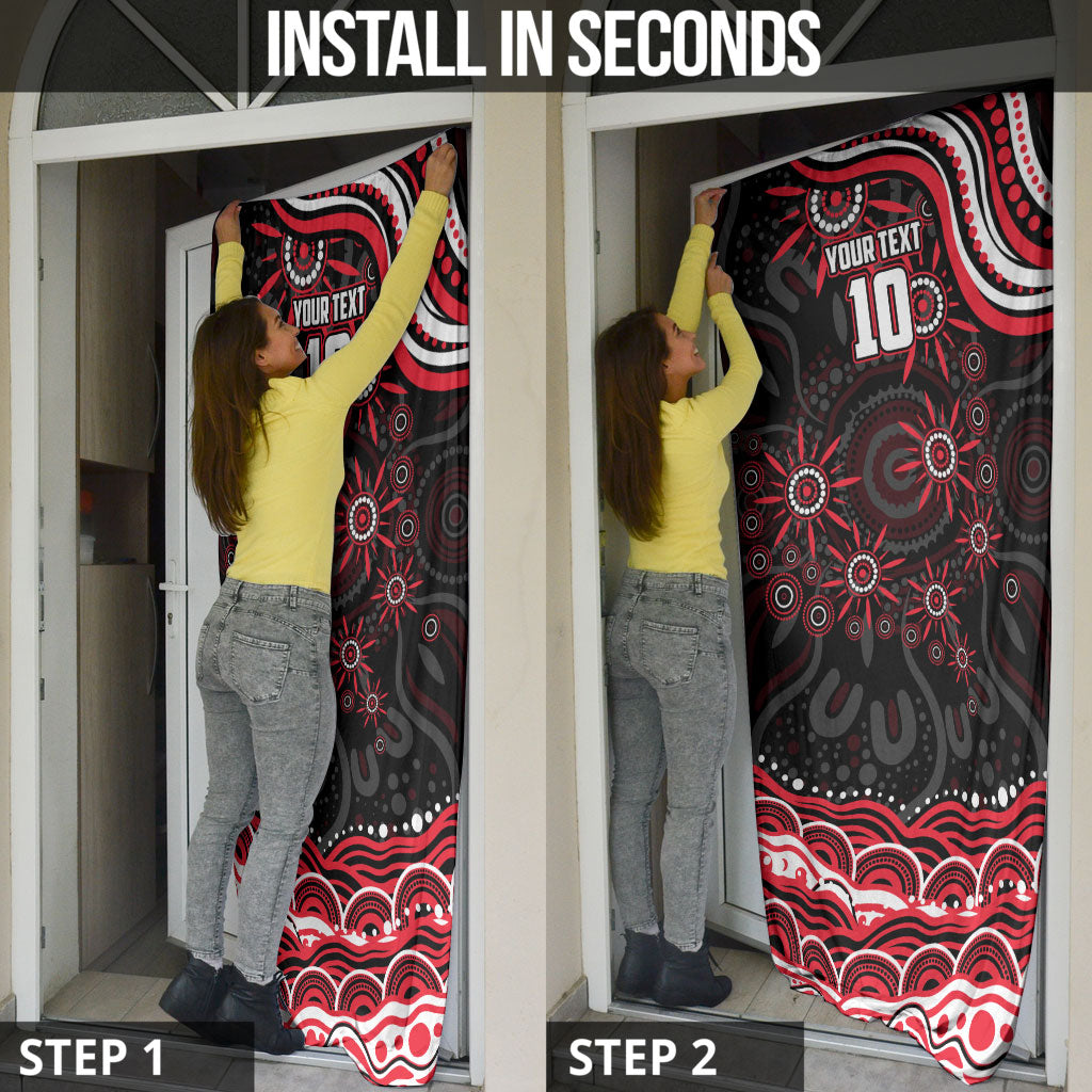 Personalized St Kilda Saints Footy Mascot Door Cover Aboriginal Dot Art - Dreamtime Football Mascot