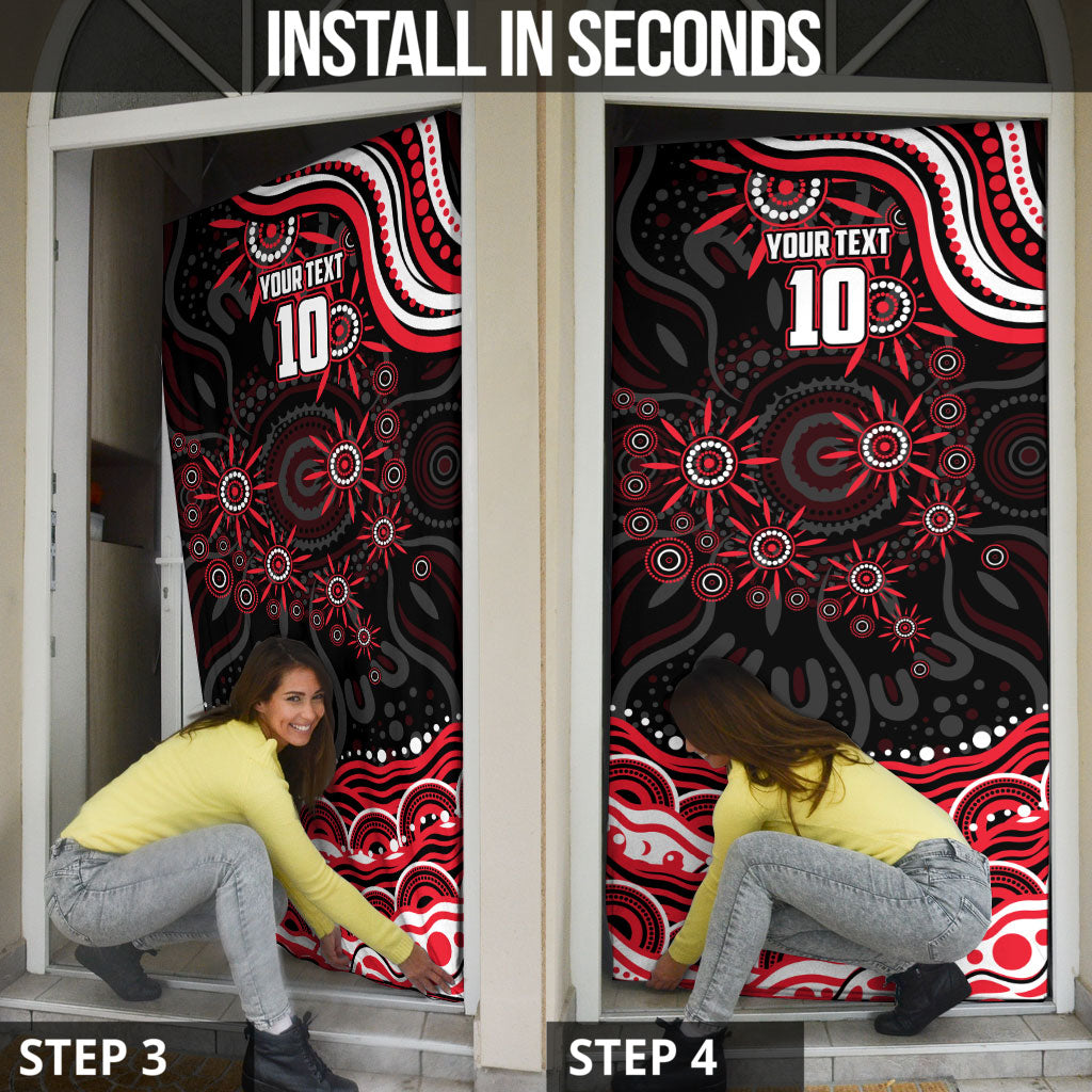 Personalized St Kilda Saints Footy Mascot Door Cover Aboriginal Dot Art - Dreamtime Football Mascot