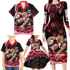 Personalized St Kilda Saints Footy Mascot Family Matching Long Sleeve Bodycon Dress and Hawaiian Shirt Aboriginal Dot Art - Dreamtime Football Mascot