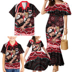 Personalized St Kilda Saints Footy Mascot Family Matching Mermaid Dress and Hawaiian Shirt Aboriginal Dot Art - Dreamtime Football Mascot