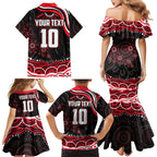 Personalized St Kilda Saints Footy Mascot Family Matching Mermaid Dress and Hawaiian Shirt Aboriginal Dot Art - Dreamtime Football Mascot