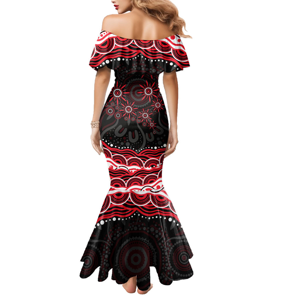 Personalized St Kilda Saints Footy Mascot Family Matching Mermaid Dress and Hawaiian Shirt Aboriginal Dot Art - Dreamtime Football Mascot