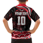 Personalized St Kilda Saints Footy Mascot Family Matching Off The Shoulder Long Sleeve Dress and Hawaiian Shirt Aboriginal Dot Art - Dreamtime Football Mascot