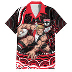Personalized St Kilda Saints Footy Mascot Family Matching Off The Shoulder Long Sleeve Dress and Hawaiian Shirt Aboriginal Dot Art - Dreamtime Football Mascot
