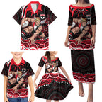 Personalized St Kilda Saints Footy Mascot Family Matching Puletasi and Hawaiian Shirt Aboriginal Dot Art - Dreamtime Football Mascot