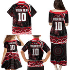 Personalized St Kilda Saints Footy Mascot Family Matching Puletasi and Hawaiian Shirt Aboriginal Dot Art - Dreamtime Football Mascot