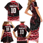Personalized St Kilda Saints Footy Mascot Family Matching Short Sleeve Bodycon Dress and Hawaiian Shirt Aboriginal Dot Art - Dreamtime Football Mascot