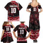 Personalized St Kilda Saints Footy Mascot Family Matching Summer Maxi Dress and Hawaiian Shirt Aboriginal Dot Art - Dreamtime Football Mascot