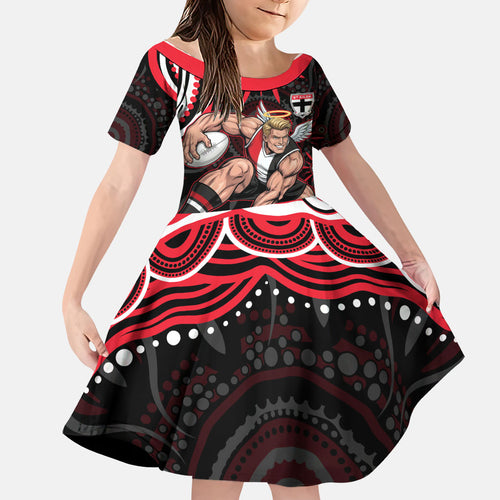 Personalized St Kilda Saints Footy Mascot Family Matching Tank Maxi Dress and Hawaiian Shirt Aboriginal Dot Art - Dreamtime Football Mascot