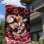 Personalized St Kilda Saints Footy Mascot Garden Flag Aboriginal Dot Art - Dreamtime Football Mascot