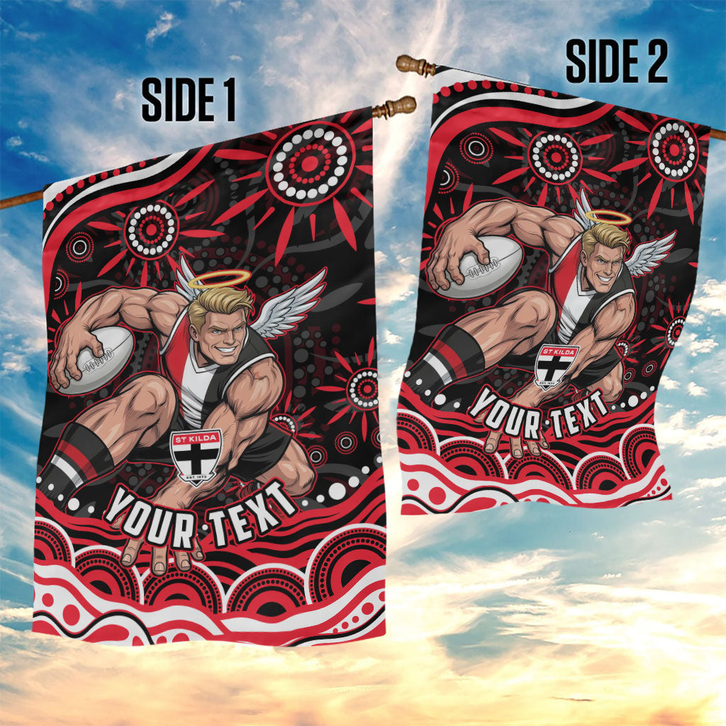 Personalized St Kilda Saints Footy Mascot Garden Flag Aboriginal Dot Art - Dreamtime Football Mascot