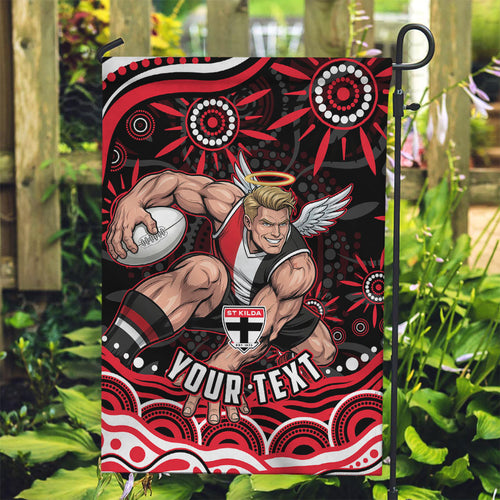 Personalized St Kilda Saints Footy Mascot Garden Flag Aboriginal Dot Art - Dreamtime Football Mascot