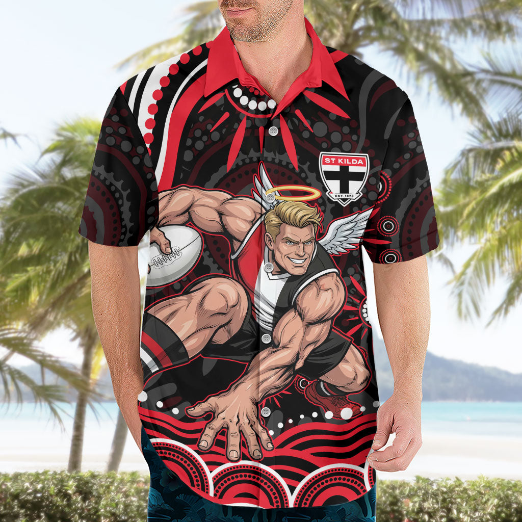 Personalized St Kilda Saints Footy Mascot Hawaiian Shirt Aboriginal Dot Art - Dreamtime Football Mascot