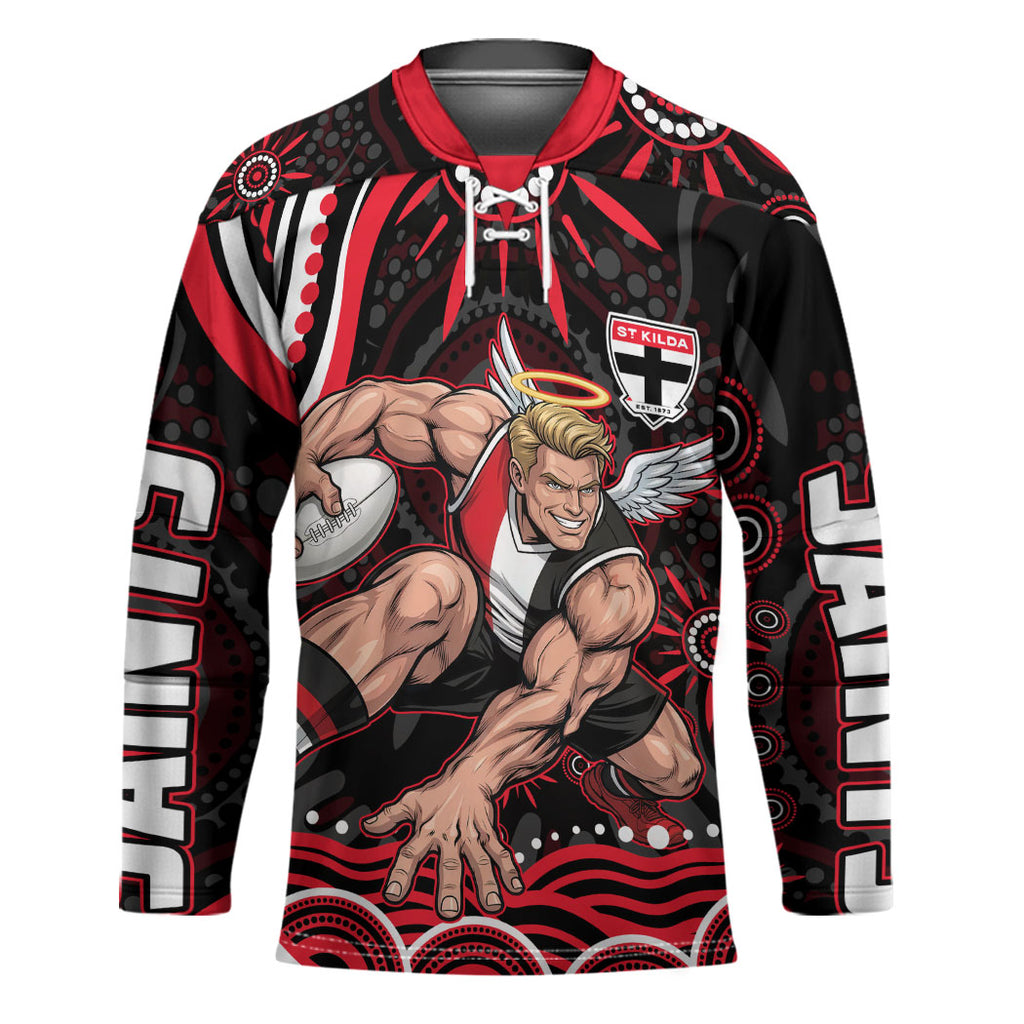 Personalized St Kilda Saints Footy Mascot Hockey Jersey Aboriginal Dot Art - Dreamtime Football Mascot
