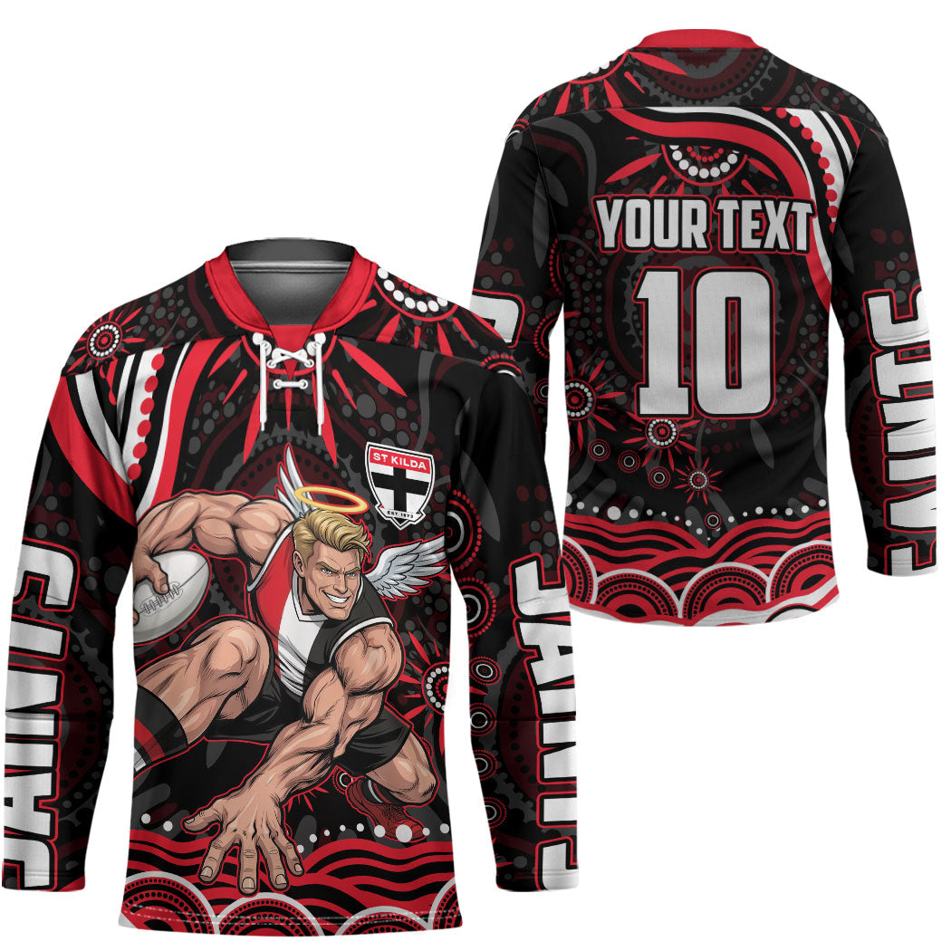 Personalized St Kilda Saints Footy Mascot Hockey Jersey Aboriginal Dot Art - Dreamtime Football Mascot